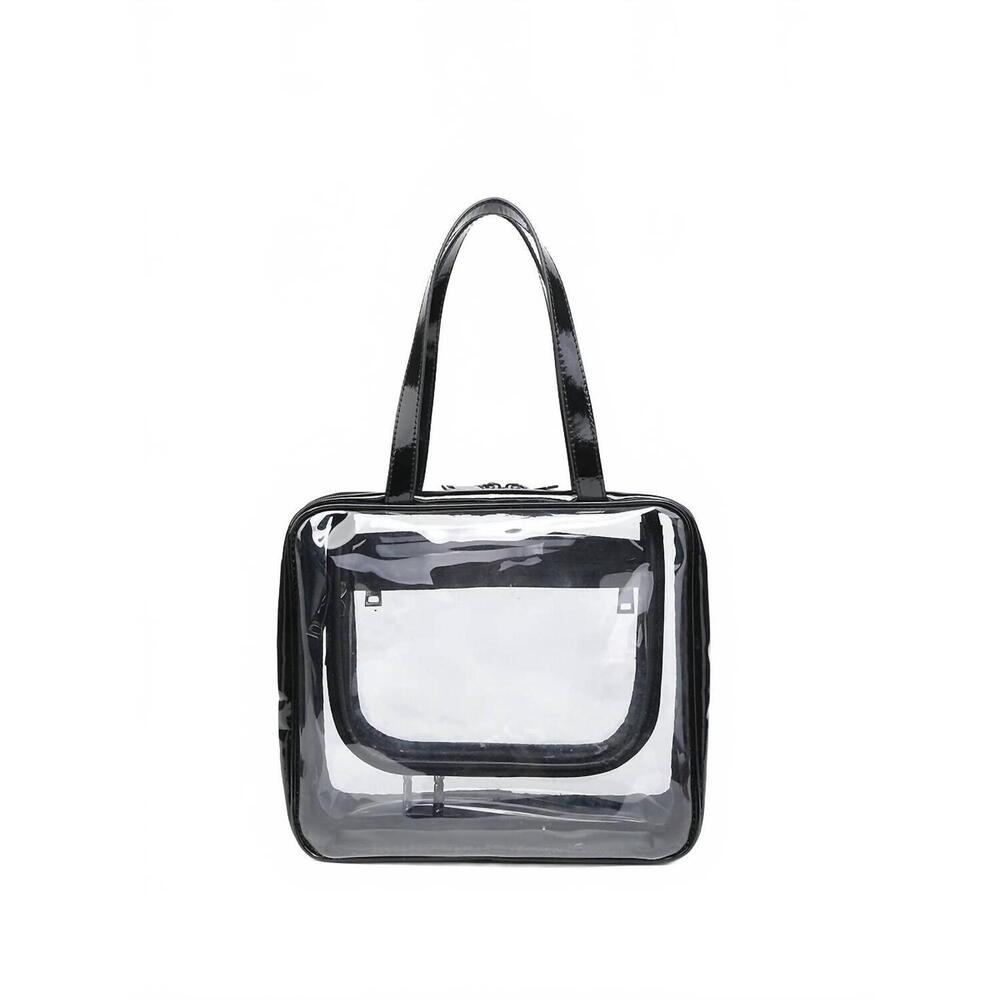 NEW JEN & CO. women's rae clear cosmetic bag in black